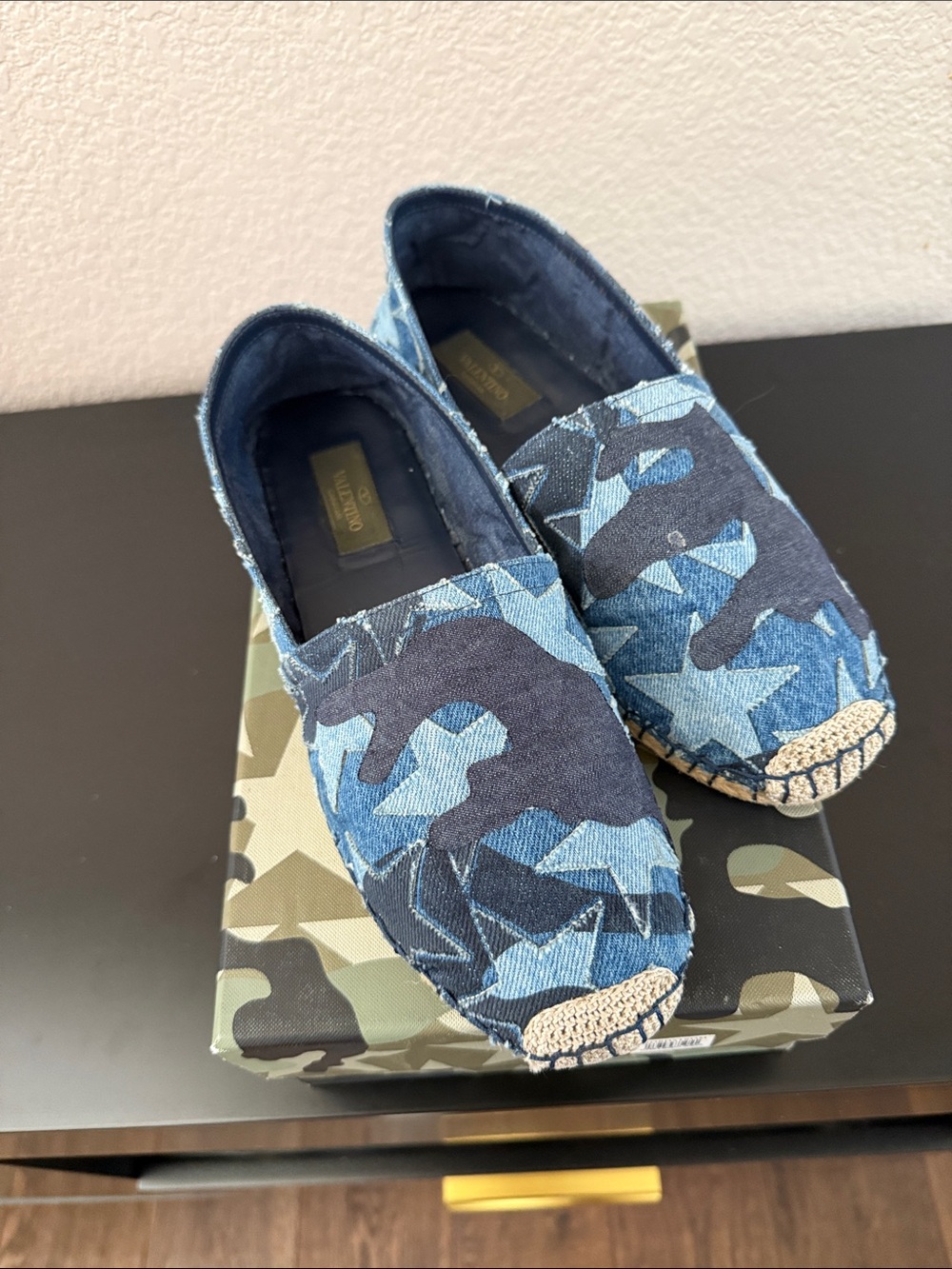 Valentino Garavani Blue Denim Camouflage Espadrilles